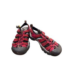 Keen wms red leather canvas rubber hiking water sandals shoes sz 7.5 SKU 9982